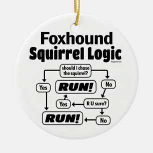 Foxhound Squirrel Logic Keramik Ornament