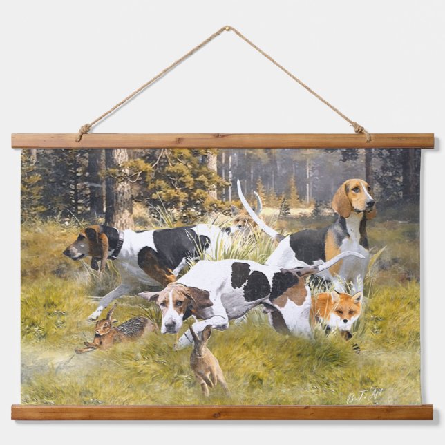 Foxhound Wandteppich Mit Holzrahmen (Vorne)