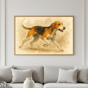 Foxhound Watercolor Art Poster