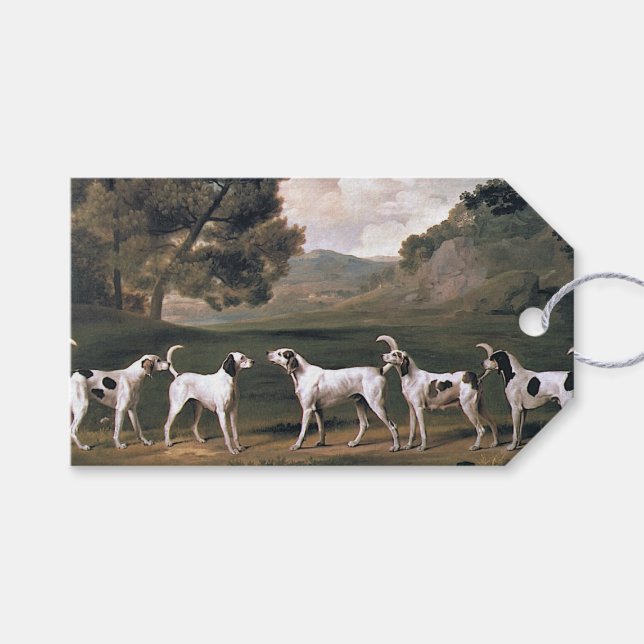 Foxhounds in einer ländlichen Landschaft (von Geor Geschenkanhänger (Vorderseite (Horizontal))
