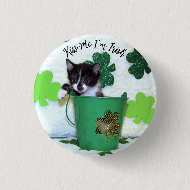 Foxi Moxi's St. Patrick's Day- Cat / Kitten Button (Vorderseite)