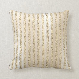Foxier Gold Metallic Stripes Lines Pearly Creamy Kissen
