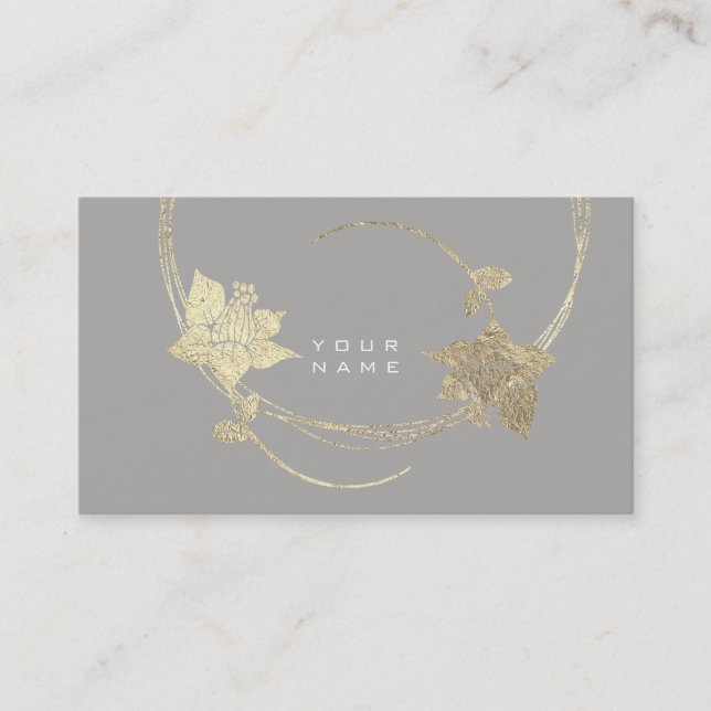 Foxier Gold Rose Gray Lila White Floral Glam Visitenkarte (Vorderseite)