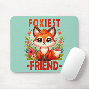 Foxiest Friend Pun. Niedlicher Baby Fox Welpe Cart Mousepad