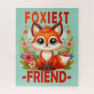 Foxiest Friend Pun. Niedlicher Baby Fox Welpe Cart Puzzle