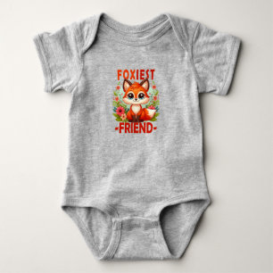 Foxiest Friend Pun. Niedlicher Baby Fox Welpe Cart Strampler