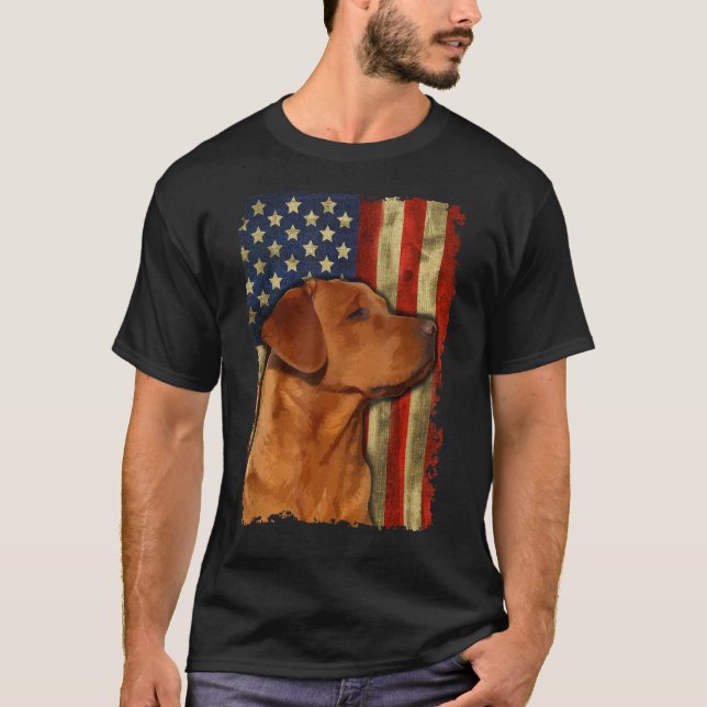 Foxred Labrador Retriever US Flag Fox Red Labrador T-Shirt (Vorderseite)