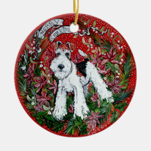 Foxterrier-Weihnachten Keramik Ornament