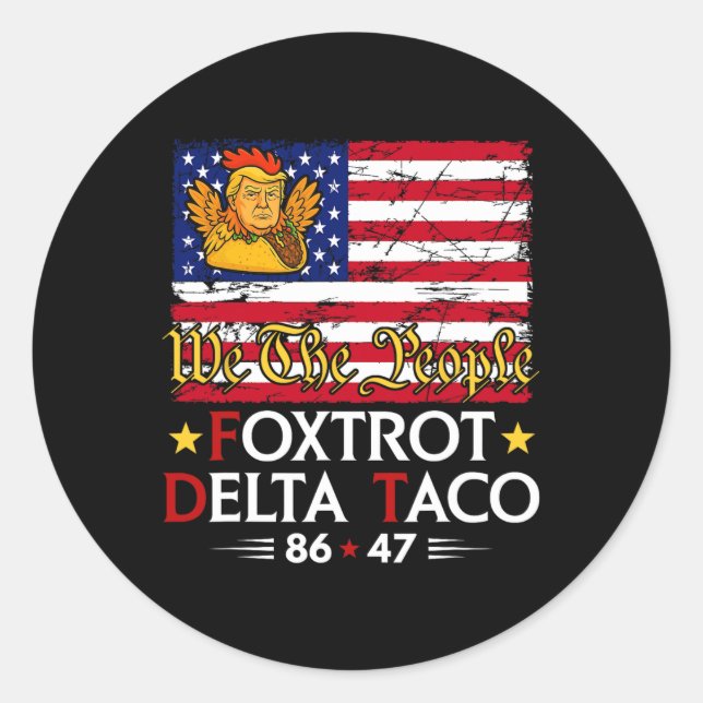 Foxtrot Delta Taco 8647 Los geht's Taco Us Flag Wi Runder Aufkleber (Vorderseite)