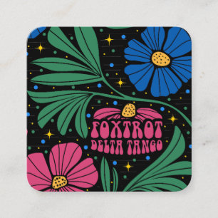 Foxtrot Delta Tango Blume Boho Quadratische Visitenkarte