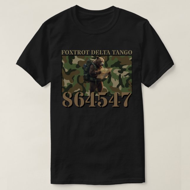 Foxtrot Delta Tango Camouflage Bear T-Shirt (Design vorne)