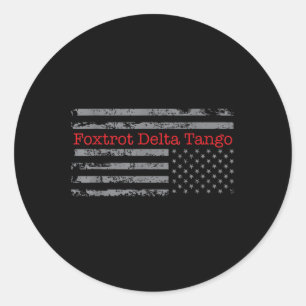 Foxtrot Delta Tango Flag Vintag Updown Usa F Runder Aufkleber
