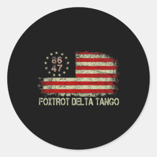 Foxtrots Deltas Tangos 86 47 Amerikanische Flagge Runder Aufkleber
