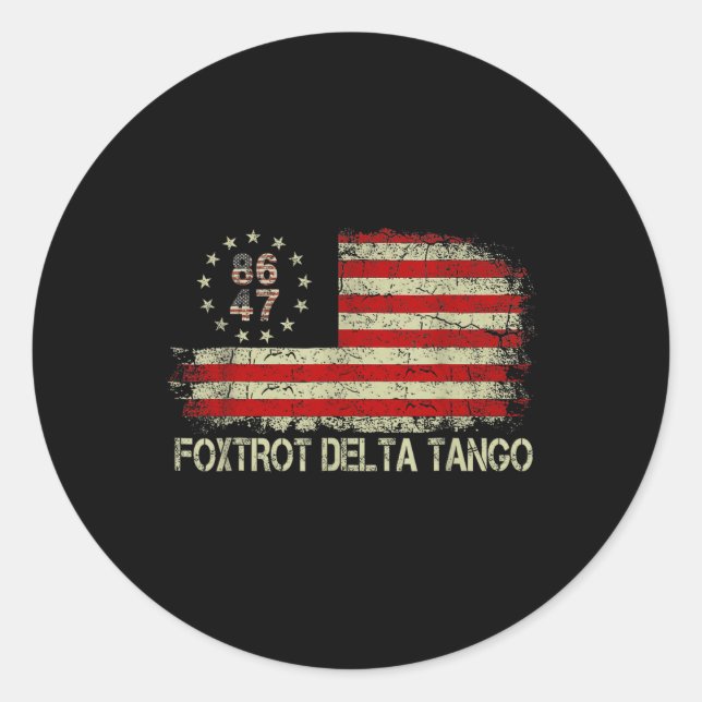 Foxtrots Deltas Tangos 86 47 Amerikanische Flagge Runder Aufkleber (Vorderseite)
