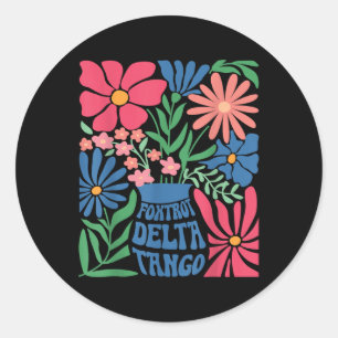 Foxtrots Deltas Tangos Blume Boho Runder Aufkleber