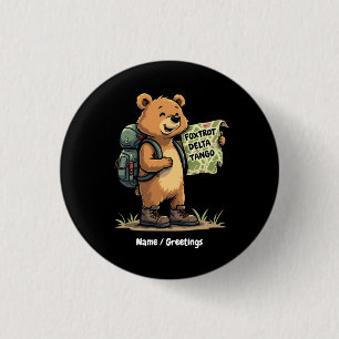 Foxtrots Deltas Tangos Funny Bear Retro Graphic Button