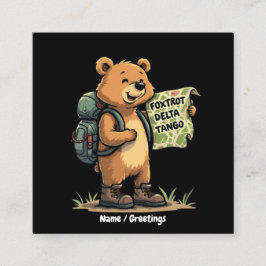 Foxtrots Deltas Tangos Funny Bear Retro Graphic Quadratische Visitenkarte