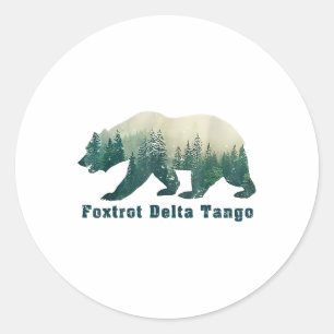 Foxtrots Deltas Tangos Funny Bear Runder Aufkleber