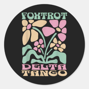 Foxtrots Deltas Tangos Retro Floral Boho Runder Aufkleber
