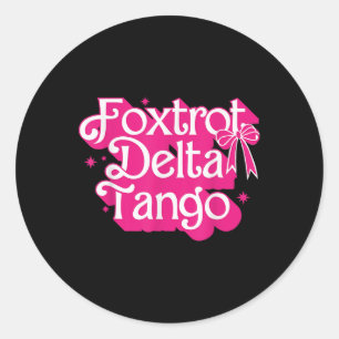 Foxtrots Deltas Tangos Retro Pink Coquette Bow Runder Aufkleber
