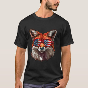 Foxy American Flag Funny Foxy Lovers Mama Vater 4 T-Shirt