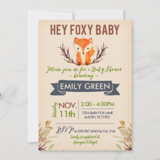 Foxy Baby Shower Einladung Waldwald Fox