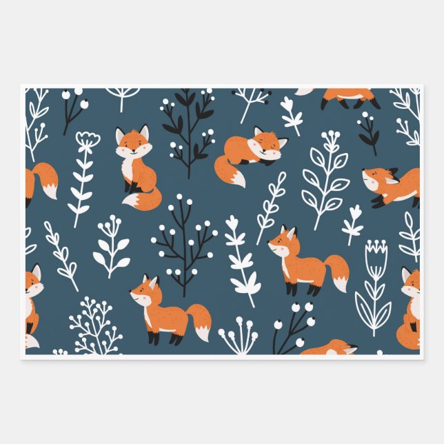 Foxy Blue Geschenkpapier Set (Vorderseite)