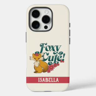 Foxy Cute mit Blumen personalisierter Name iPhone 16 Pro Hülle