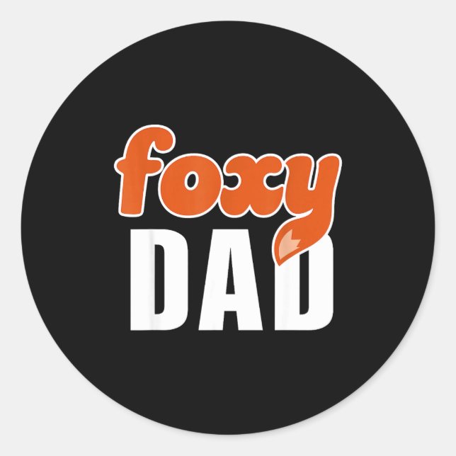 Foxy Dad Shirt Funny Father Gift Cute Fox Cartoon  Runder Aufkleber (Vorderseite)