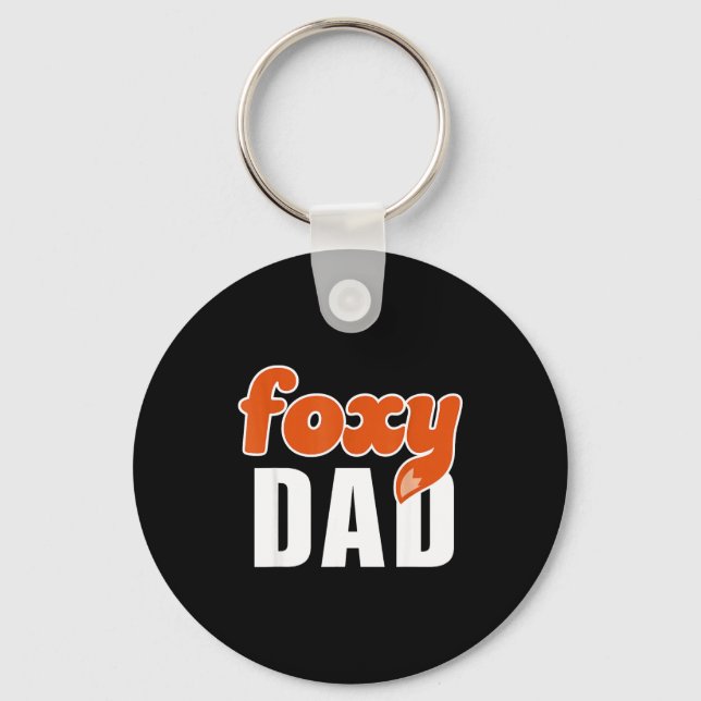 Foxy Dad Shirt Funny Father Gift Cute Fox Cartoon  Schlüsselanhänger (Vorderseite)
