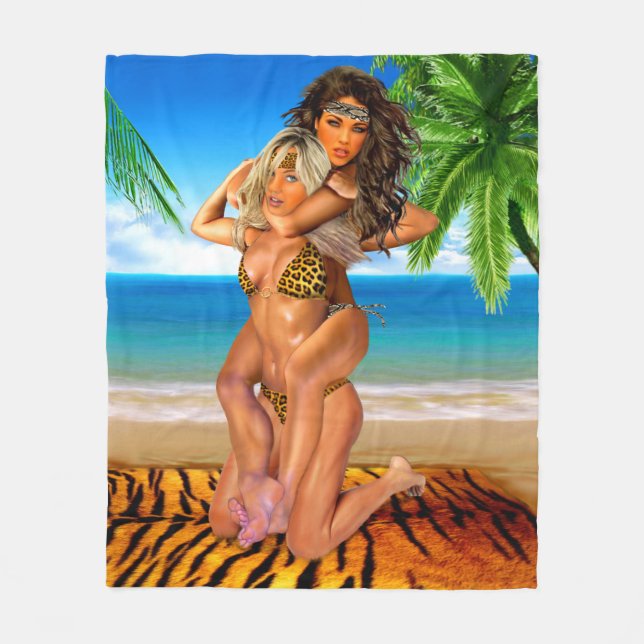 Foxy Dschungel-Ringkämpfer Fleecedecke (Vorderseite)