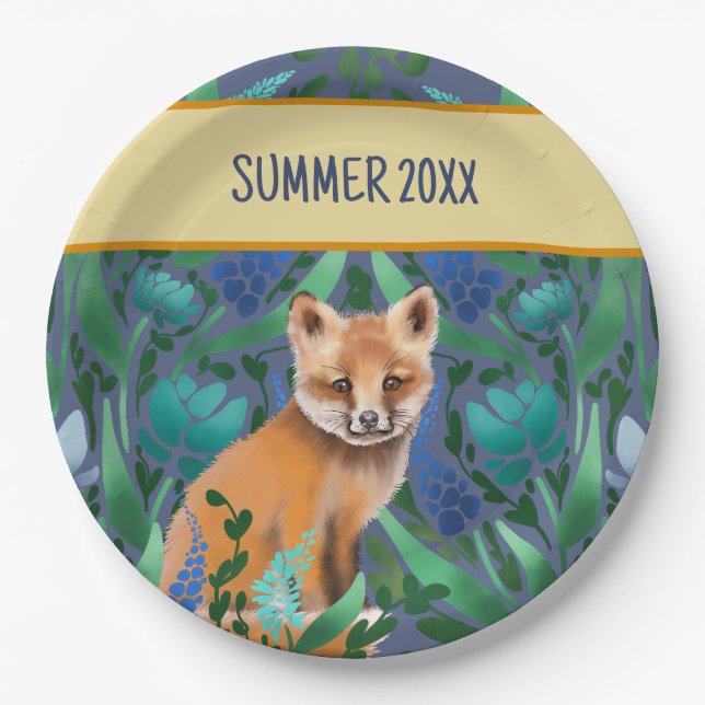 Foxy Floral Summer Pappteller (Vorderseite)