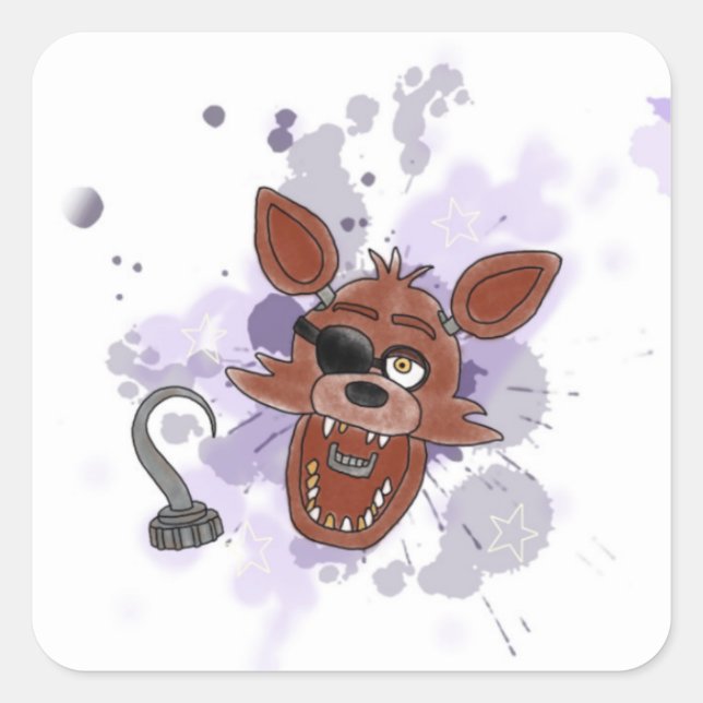 Foxy fnaf quadratischer aufkleber (Vorderseite)