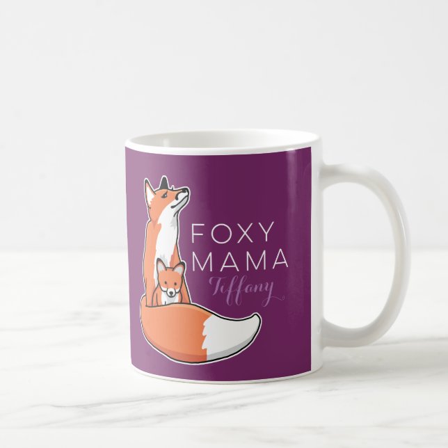 Foxy Fox-Mutter mit dem Baby, personalisiert Kaffeetasse (Rechts)