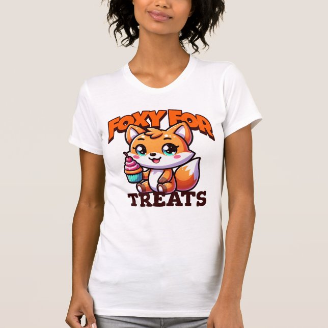 Foxy für Leckereien, Niedlich Fox T-Shirt (Vorderseite)