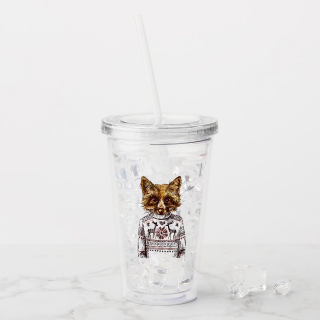 Foxy gekleideter Fox Acryltrinkbecher (Vorderseite Ice)