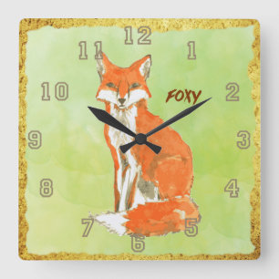 Foxy Ginger Fox Quadratische Wanduhr