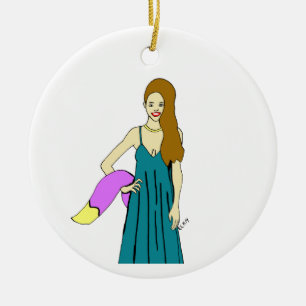 Foxy Girl Keramik Ornament