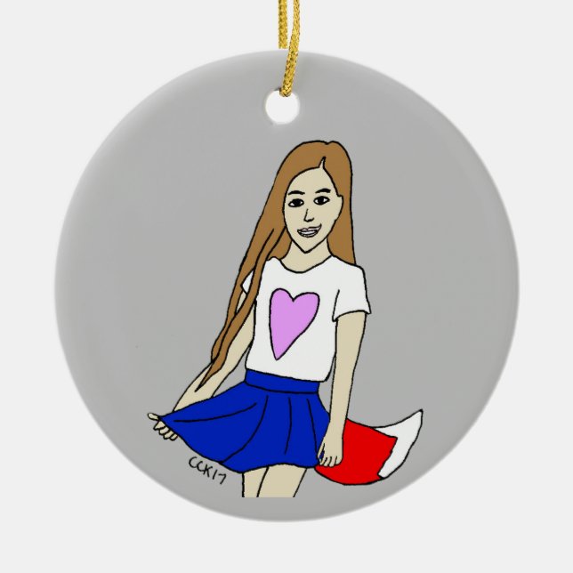 Foxy Girl Keramik Ornament (Vorne)