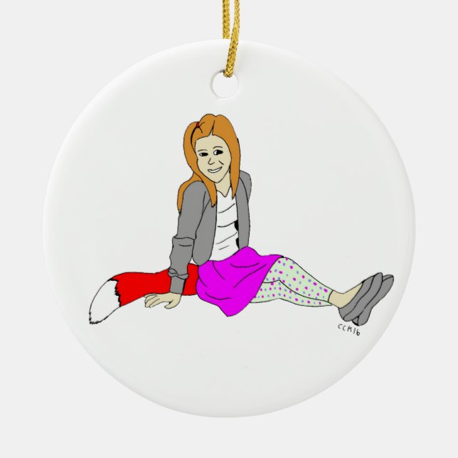 Foxy Girl Keramik Ornament (Vorne)