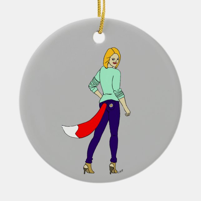 Foxy Girl Keramik Ornament (Vorne)