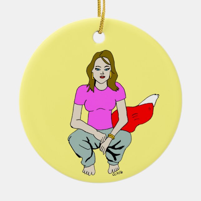 Foxy Girl Keramik Ornament (Vorne)