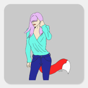 Foxy Girl Quadratischer Aufkleber