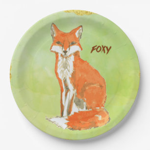 Foxy Ingwerfox-Aquarell Pappteller