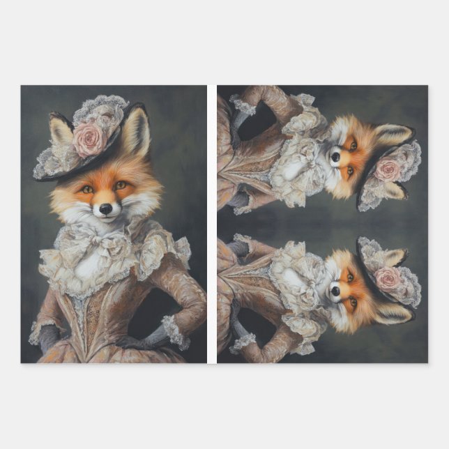 Foxy Lady Fox Decoupage Paper Geschenkpapier Set (Vorderseite 3)