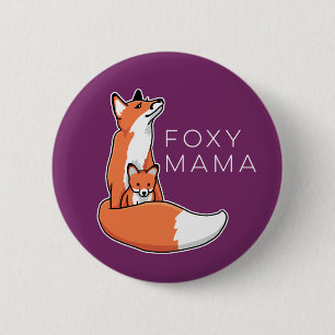 Foxy Mutter roter Fox mit Welpen Button