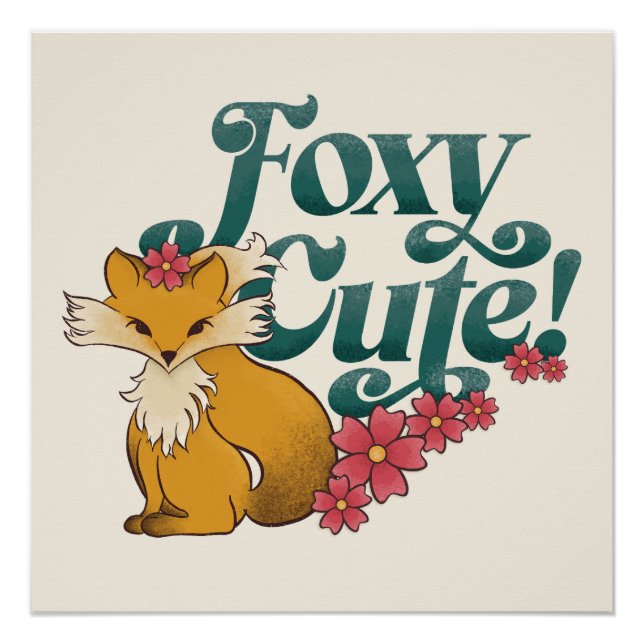 Foxy Niedlich mit Blume Poster (Vorderseite)