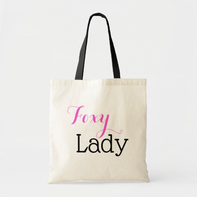 Foxy Pink und Schwarzes Damen-Typography Tragetasche (Vorne)