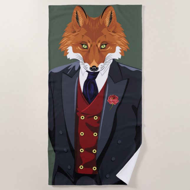 Foxy Porträt Strandtuch (Vorderseite)