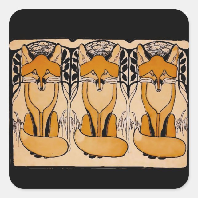 Foxy Quadratischer Aufkleber (Vorderseite)